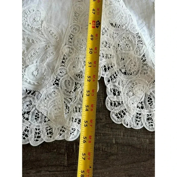 Vintage Baby Crib Cotton Embroidery Long Covering Curtain Lace and Eyelet Detail - Picture 10 of 12